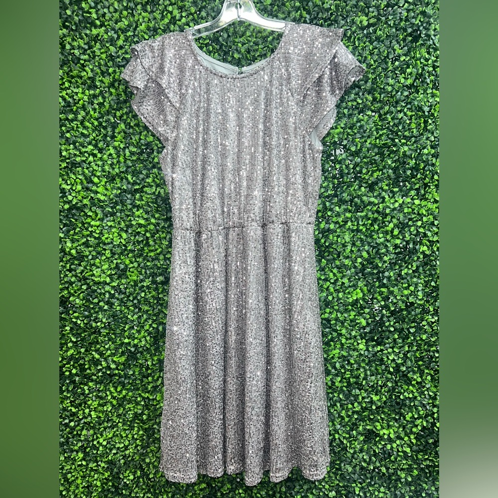 Betsey's Boutique Shop Silver Sequin Sparkle Dress